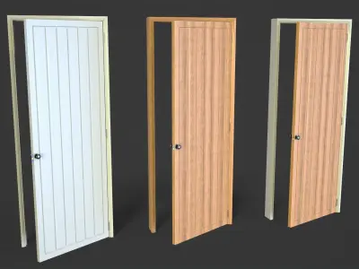 Doorway wooden door Low-poly 3D model