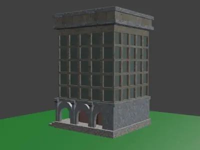 Bilding building in minecraft Low-poly 3D model