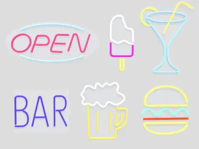 Neon Sign Pack Low-poly 3D model