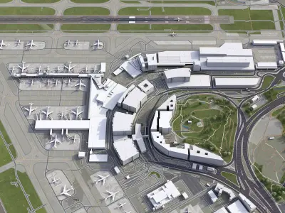 Zurich - Airport - ZRH Low-poly 3D model