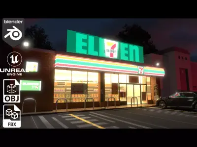 7eleven store Low-poly 3D model
