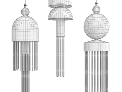 PLEIADES three hanging lamps with metal and glass Low-poly 3D model