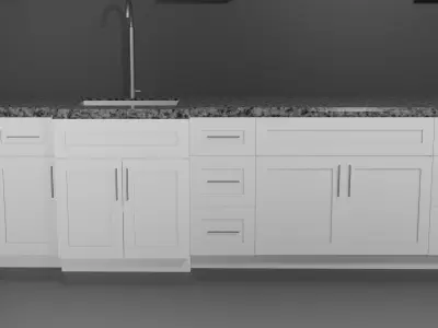 Kitchen set with cabinets and counter tops Free low-poly 3D model