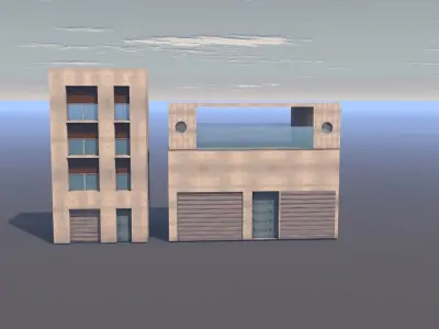 buildings concrete building in sky 3D model