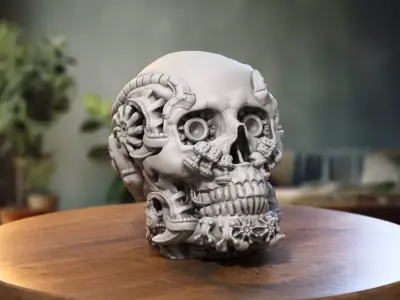 Robot Skull Headphone Stand Cyborg Headset Stand 3D print model order