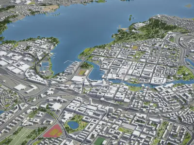 Tampere - 3D City Model Low-poly 3D model
