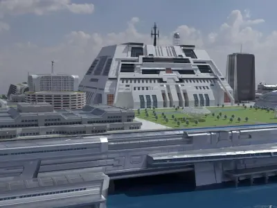 Futuristic Platform City  Modular Sci-Fi 3D model