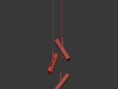 WUNDERLICHT three gold cylinders hanging from ceiling 3D model