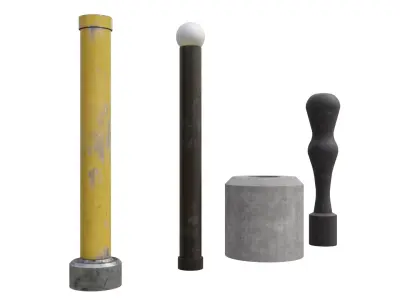Bollards Packs Low-poly 3D model