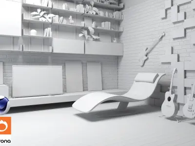 Living Room 05 - Corona - C4D 3D model