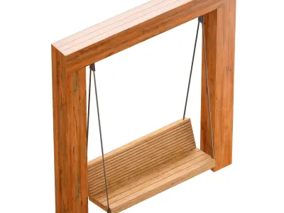 Wooden park swing made of light wood 3D model