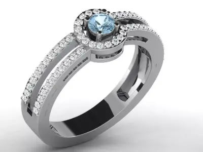 Light Weight White Gold Diamond Ring DR-6663 3D print model
