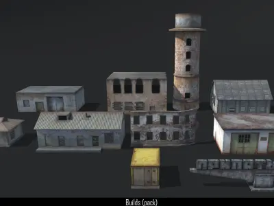 Builds pack Low-poly 3D model