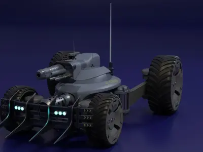 Sci Fi tank Hipoly model 3D model