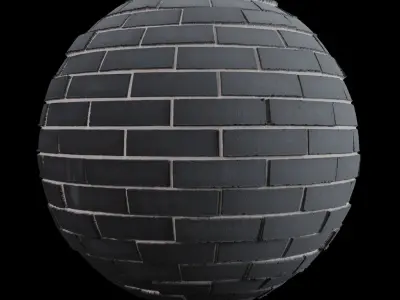 Black Brick Tiles Material PBR 200 x 200 cm Texture