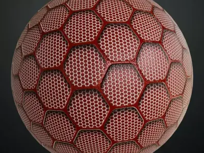 Red Hexagonal Metal Grille PBR Seamless Texture