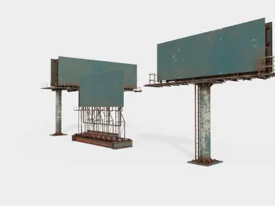 street advertisement billboard with 4k pbr game ready Low-poly 3D model