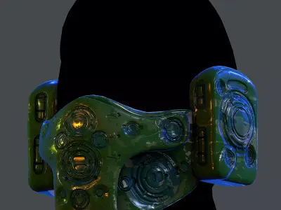 Gas mask helmet scifi Low-poly character art game space Low-poly 3D model 5