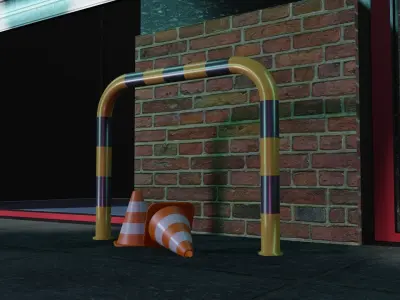 Garage cyberpunk inspired Low-poly 3D model