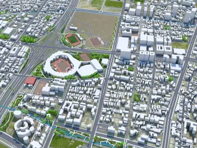 Zhubei Hsinchu County Taiwan 30km AI Low-poly 3D model