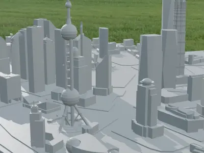 city and the road Low-poly 3D model