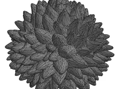 Abstract Organic Spiked Sphere Low-poly 3D model