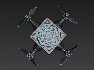 Black Sci Fi Cube Drone Low-poly 3D model
