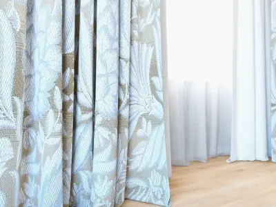 Curtains 21 Curtains with Tulle 3D model