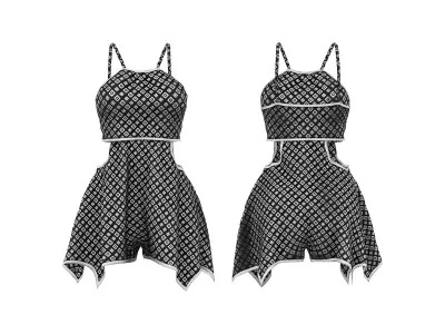 Cutout Mini Willow Skirt Dress Low-poly 3D model