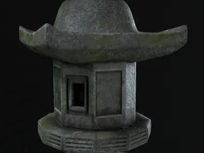 Japanese Stone Lantern  Low-poly 3D model