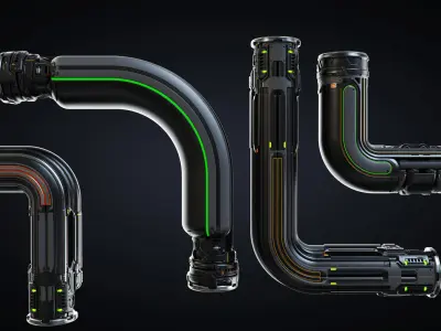 Sci-fi Pipes set 3D model