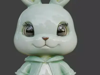 Stylized Jade Bunny 3D Character V03 Low-poly 3D model