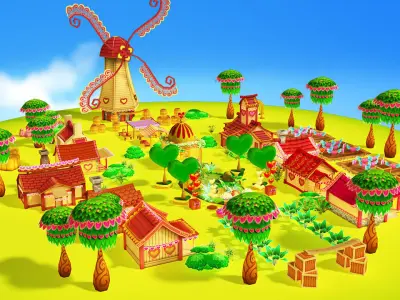 Happy Farm Valentine Low-poly 3D model