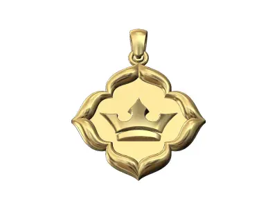 Crown floral window pendant with bail 3D print model
