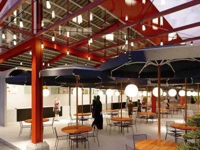 tenant and seating area concept visual 3D model with lumion 3D model