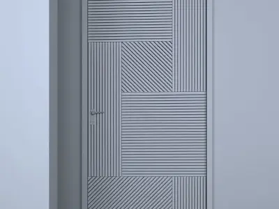3d door wooden with zigzag pattern Low-poly 3D model