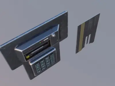 Door electric lock keypad and card reader Low-poly 3D model