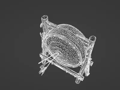 Wooden Archery Target Stand with Arrows 3D model