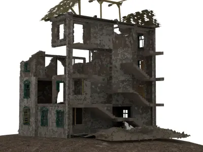 Realistic Ruined Building 3D model