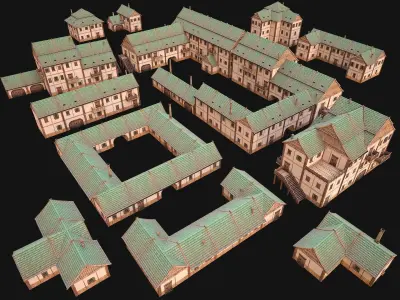 Medieval Town House City Pack 15 Buildings Low-poly 3D model