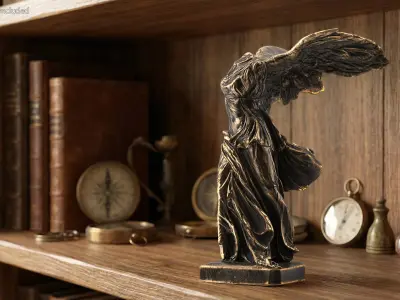  Nike Samothrace Victory Bronze Statuette 