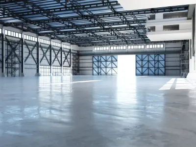 Industrial Hangar Hall Interior 3 Low-poly 3D model