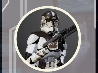 Clone Trooper Phase 2 AT-TE Gunner Rigged Low-poly 3D model