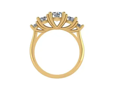 Ring111 three stone diamond ring gold 3D print model