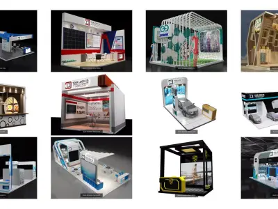  Booth Exhibition Stand G6 3D Model Pack