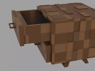 Low Poly Stylized Drawer  Nightstand Game Ready Free low-poly 3D model