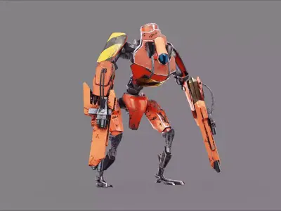 Robot War Future Machine Low-poly 3D model