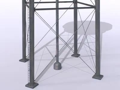 Water tower 1 Low-poly 3D model