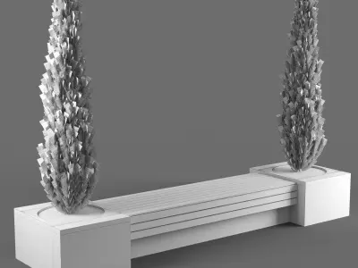 bench1134 bench with two trees in it 3D model