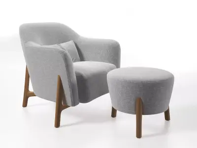 Pilotis Armchair and Pouf 3D model